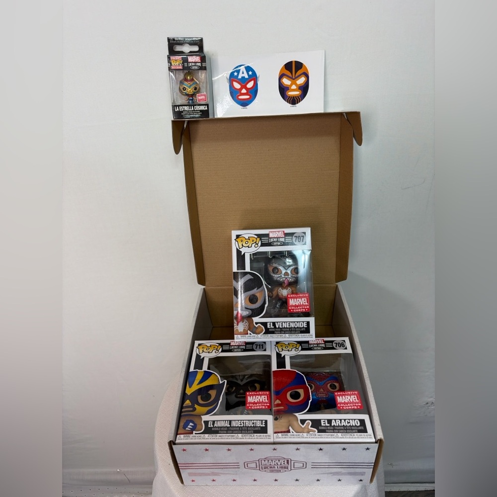 Marvel Lucha Libre Funko Pop Collector Corps Exclusive Box Set New(F98)”✨